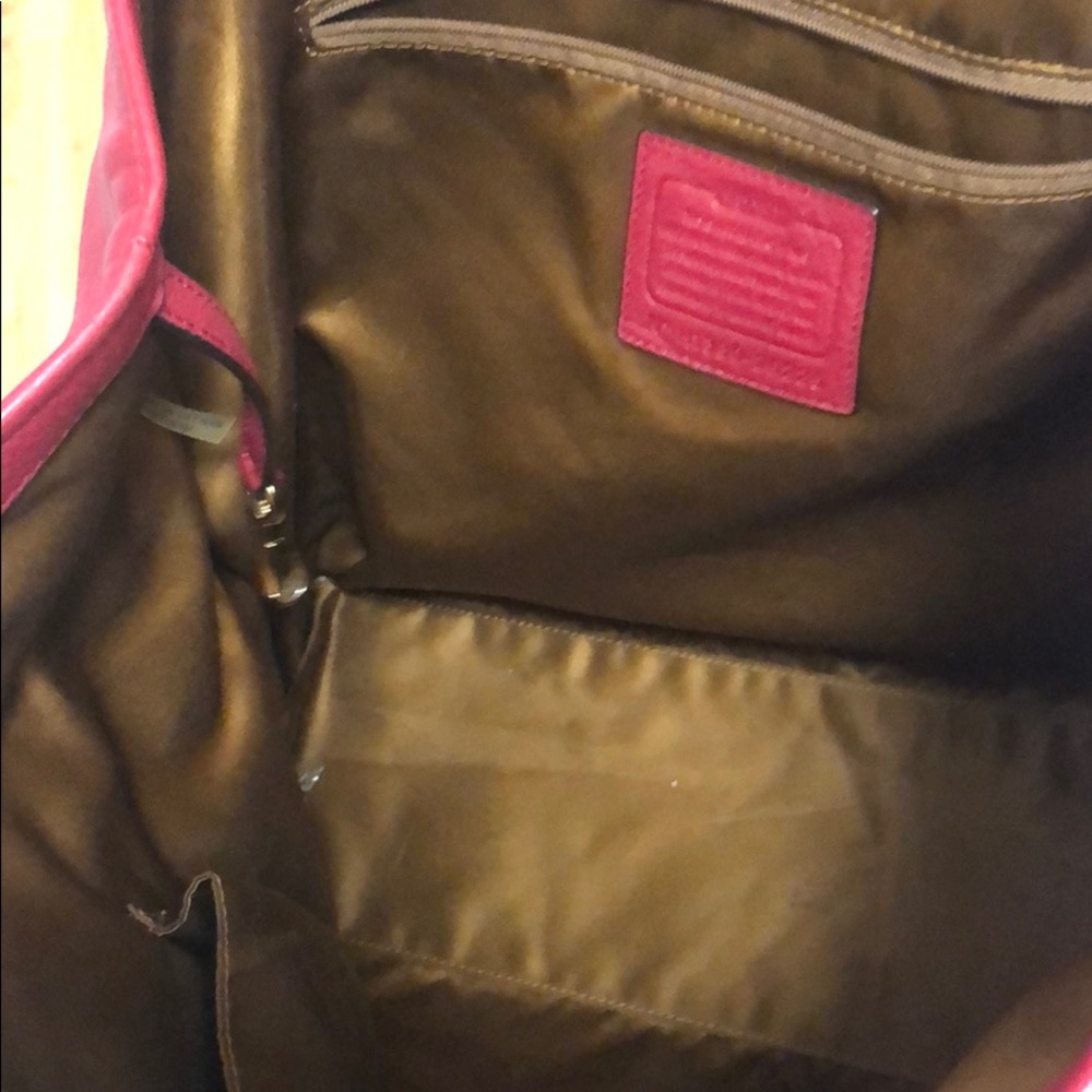 Red Coach Tote with Gold Hardware - Great Work Bag - Picture 3 of 10